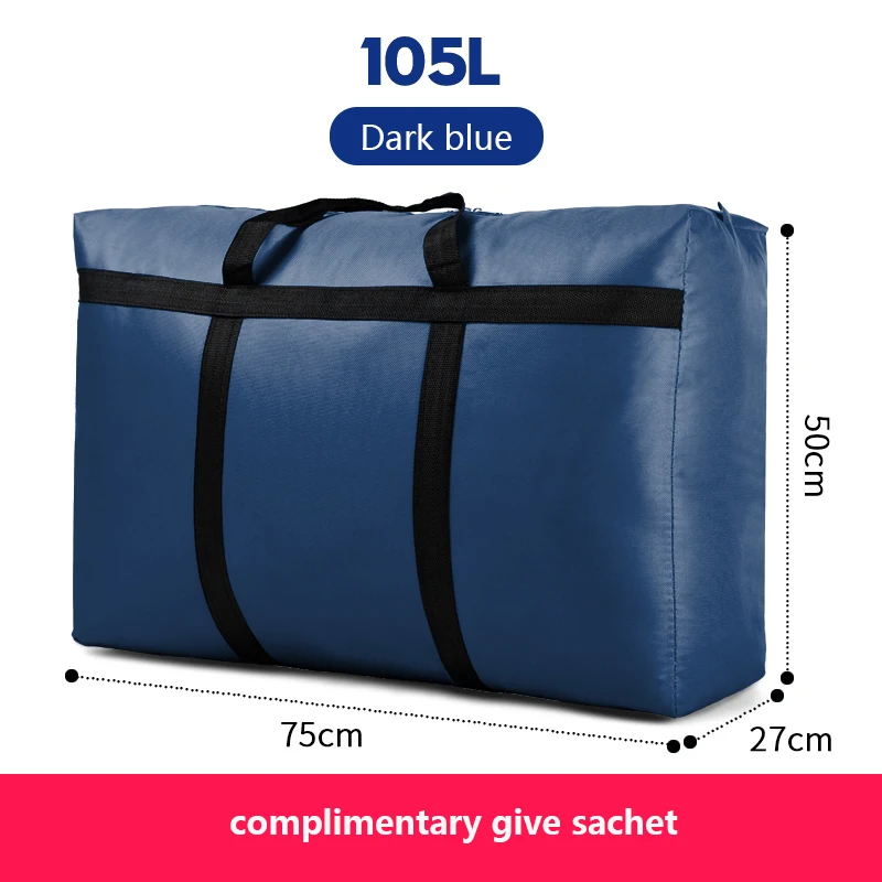 Dark blue 105L Дорожная сумка, холщовая, переносная, для женщин, для выезда за границу, сумка для багажа, большая вместительность, 40L-180L, большая, переносная, для дома, сумка для хранения, очень большая - Цвет: Dark blue 105L