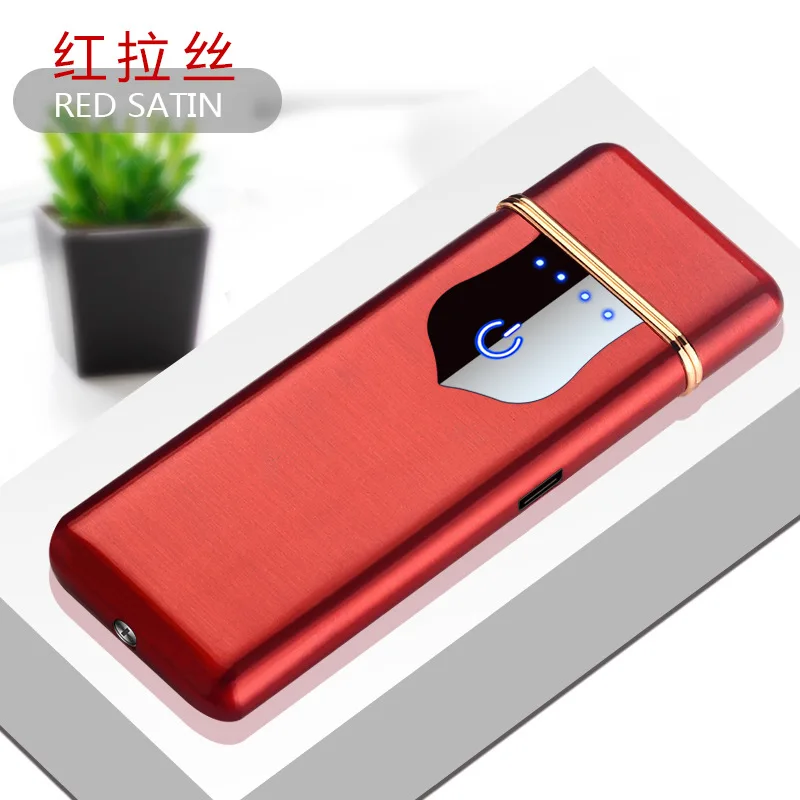 Red Новая usb зарядка Зажигалка сенсорная Индукционная тонкая перезаряжаемая Зажигалка для сигарет ветрозащитная металлическая электрическая зажигалка гаджеты для мужчин - Цвет: Red