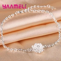 white metal 925 silver charming link bracelets for woman girl birthday christmas gifts lovely daisy flower design hand jewelry
