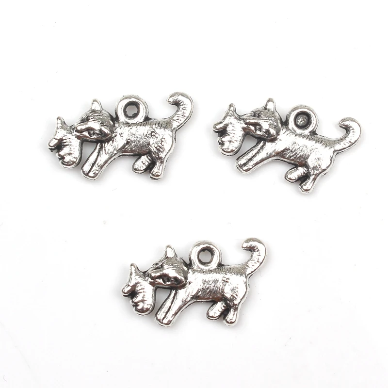 Новый Кот есть рыбу Милая подвеска друзья подарок 12 мм * 18 тибетские серебряные