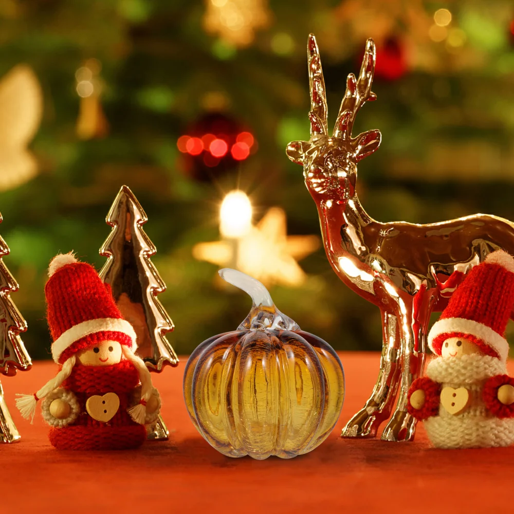 

1pc Pumpkin Decor Tabletop Glass Pumpkin Ornament Desktop Pumpkin Adornment