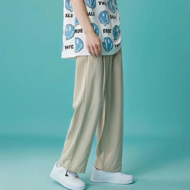 Брюки мужские повседневные модные однотонные Тонкие штаны с широкими штанинами