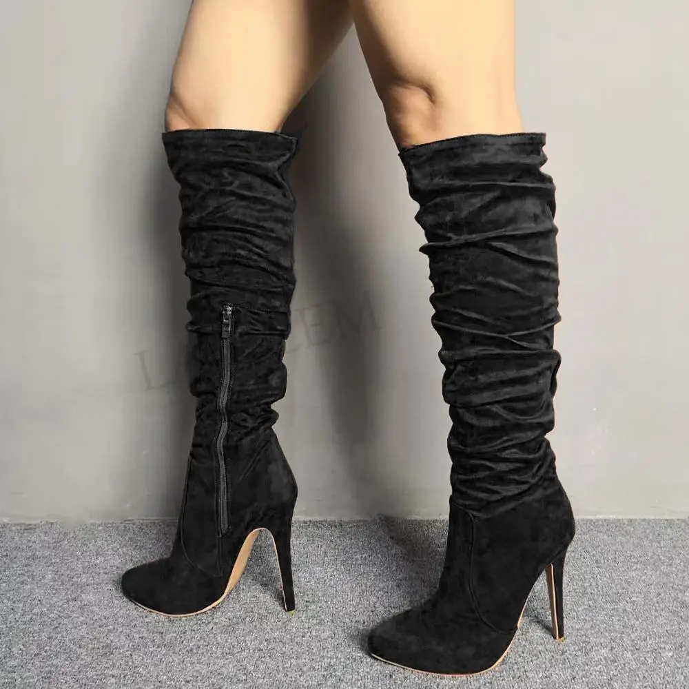 Женские сапоги ручной работы из искусственной замши на молнии сбоку|Сапоги до