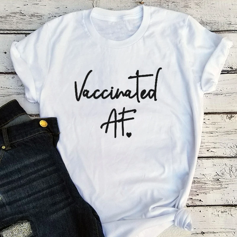 

Vaccinated Shirt Awareness Pro-Vaccine Science Humor Women Sexy Tops Summer Plus Size Properly Vaccinated Tees Vintage Black