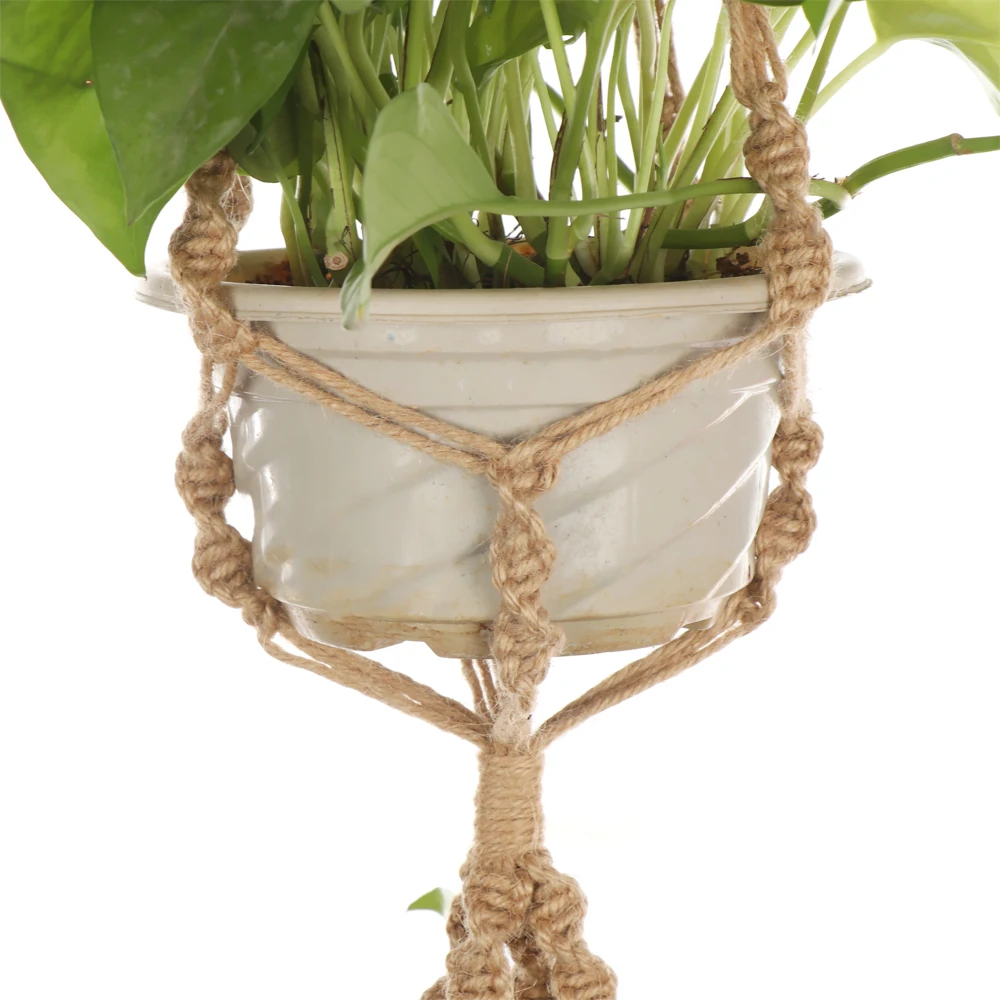 Vintage Jute Rope Flowerpot Hanging Plant Hanger Basket Handmade Knitted Flower Pot Holder Garden Decoration | Дом и сад