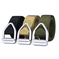 outdoor quick drying alloy bullet belt mens triangle buckle drop pure nylon outdoor pant belt canvas woven leather belt