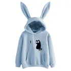 Женский пуловер с принтом кошек, свободная толстовка с длинным рукавом и кулиской в виде кролика, 2021