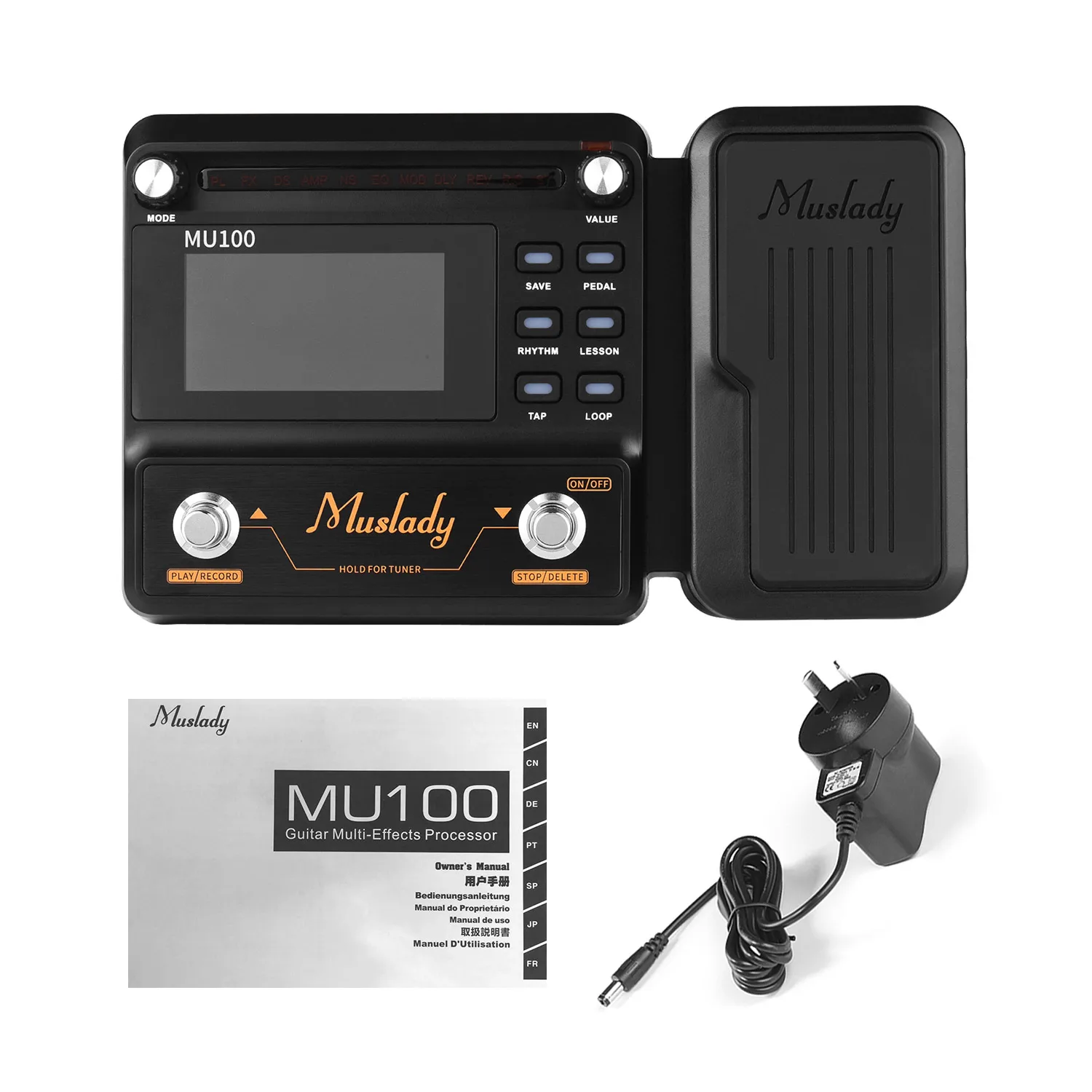 Музыкальный процессор эффектов для гитары Muslady MU100, поддерживающий запись петель длительностью 180 секунд, инструментальные компоненты.