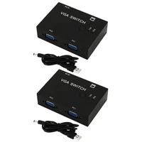 2pcs vga video switch adapter converter box 2 ports switcher splitter 2 ways for pc monitor