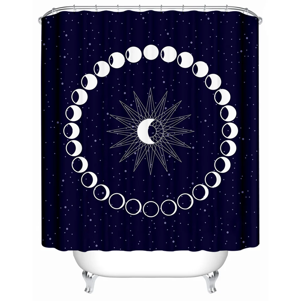 Постельное белье Outlet Moon Eclipse меняющаяся занавеска для душа 3D Galaxy Водонепроницаемая занавеска для ванной комнаты с крючками 180x180 см домашний декор