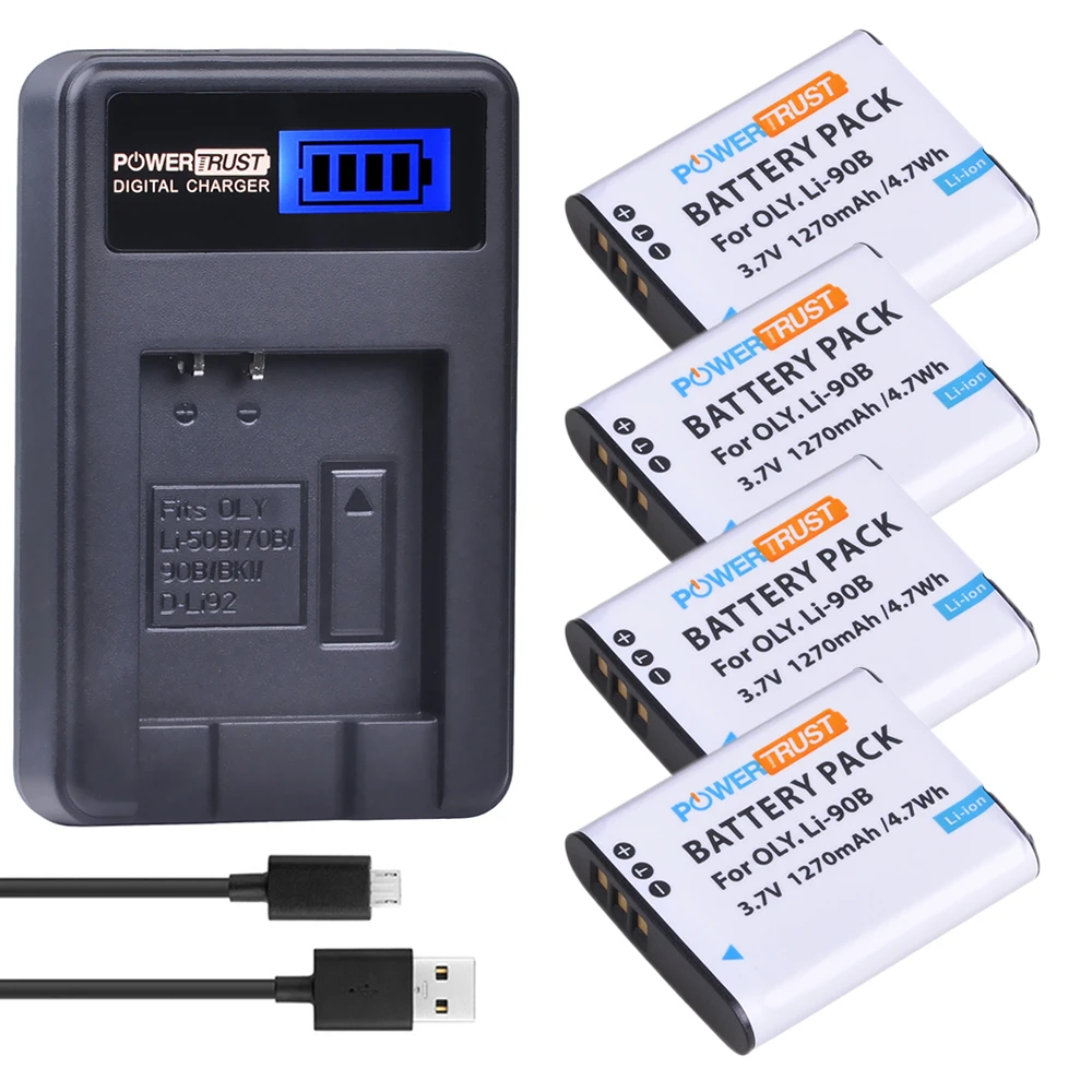4 x LI 90B ion аккумулятор LI90B 92B Аккумулятор akku емкостью + ЖК дисплей USB зарядка для Olympus