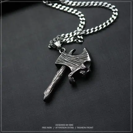 Взрывы ретро череп ожерелье металлический axкулон готическое ювелирное изделие