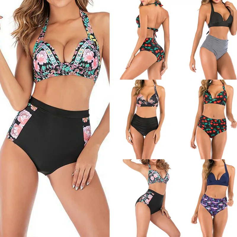 

Two-Piece Suits Bikini Set Women Wire Free With Pad Swimming Suit Swimwear Womens Swimsuits Woman Swimsuit High Waisted Bikini