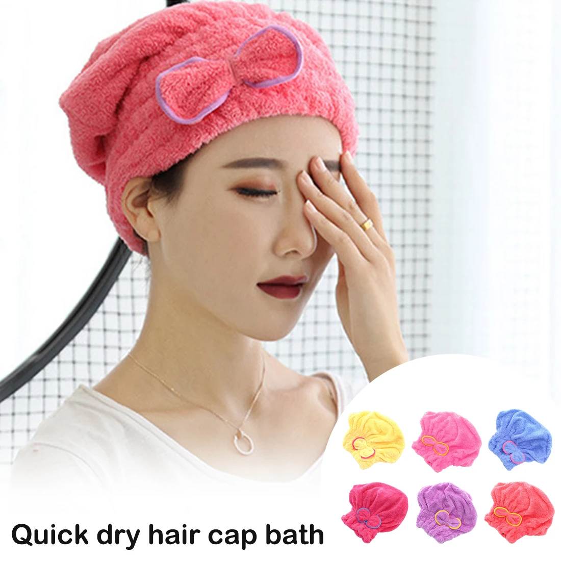 

NICEYARD 5 Colors Quickly Dry Hair Hat Bathroom Hats Microfiber Bath Accessories Wrapped Towels
