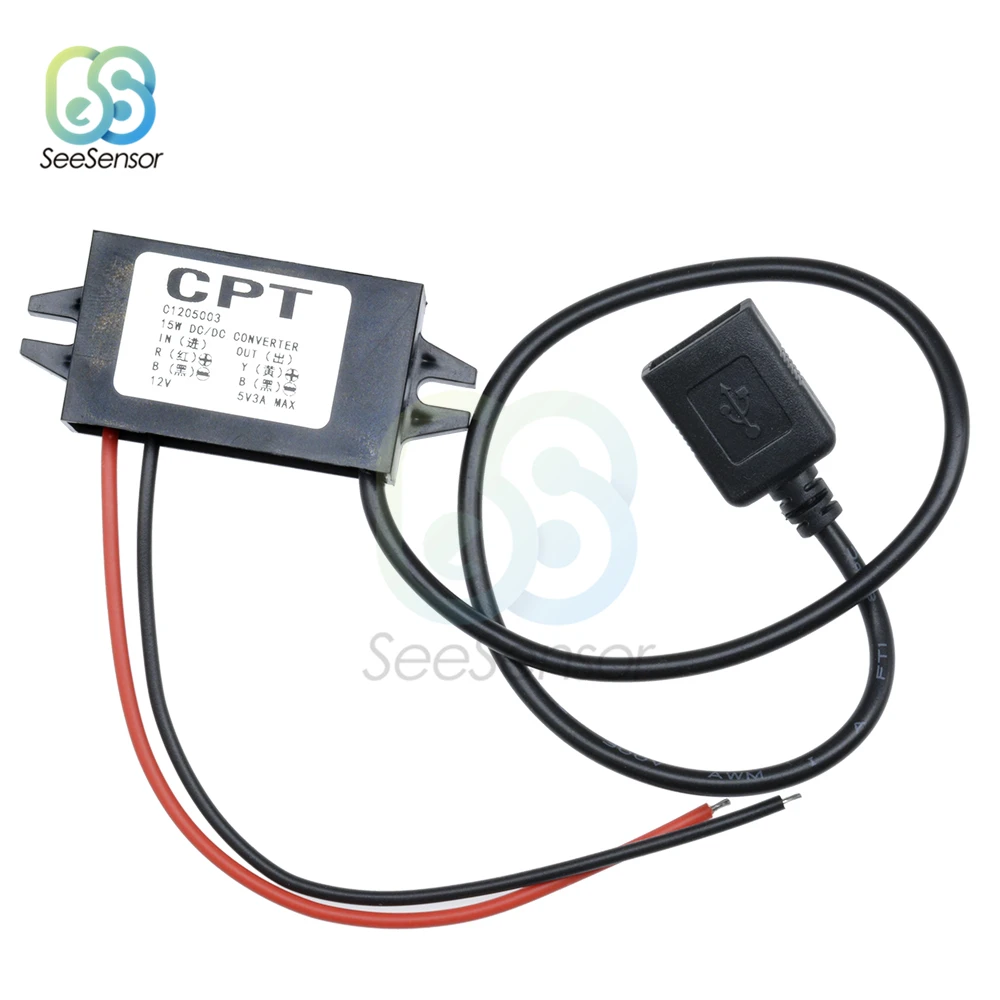 DC/DC 12 В до 5 В 3A 15 Вт USB автомобильный преобразователь питания понижающий регулятор понижающее напряжение питание выходной адаптер низкое тепло