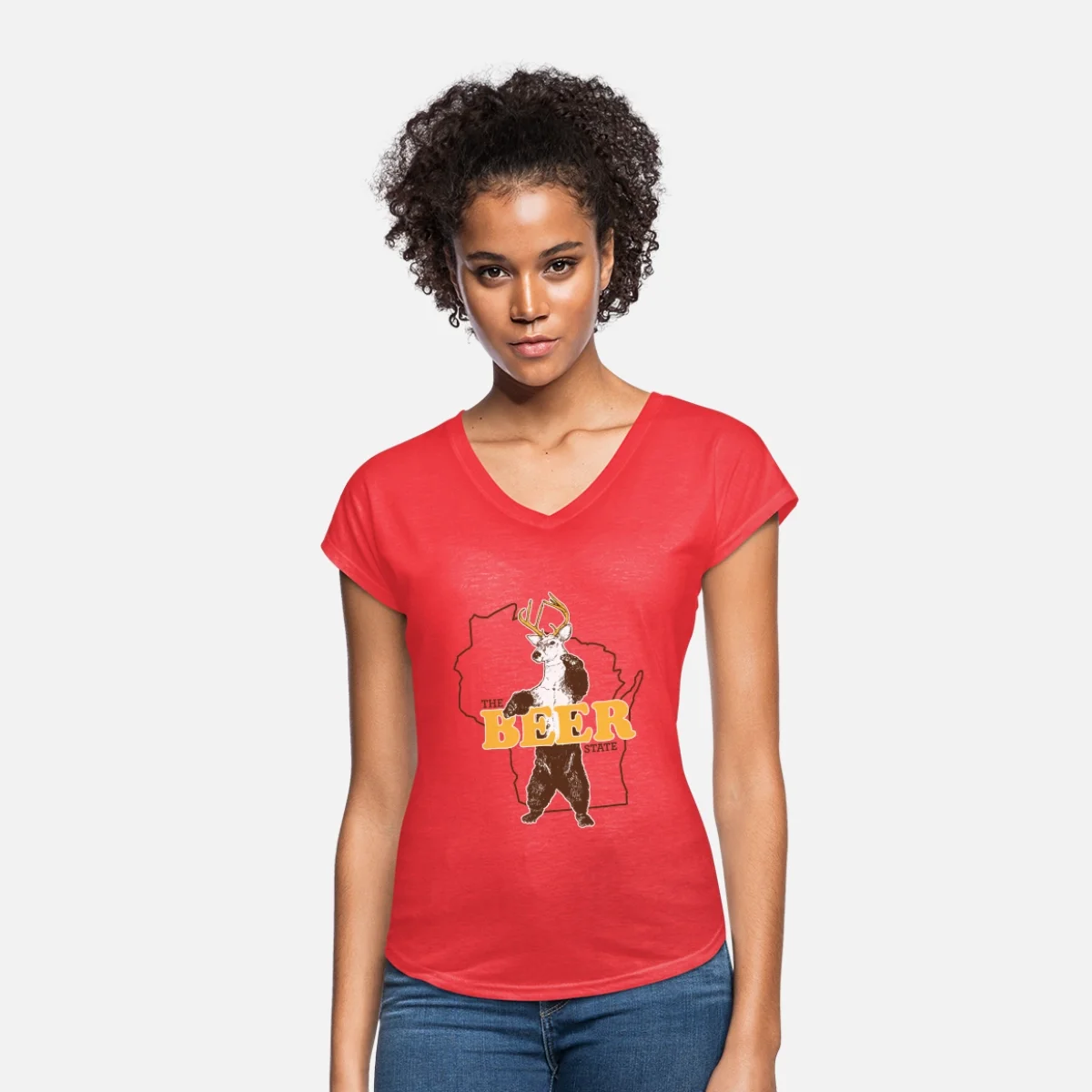 

WISCONSIN THE BEER STATE Women's V-Neck T-Shirt