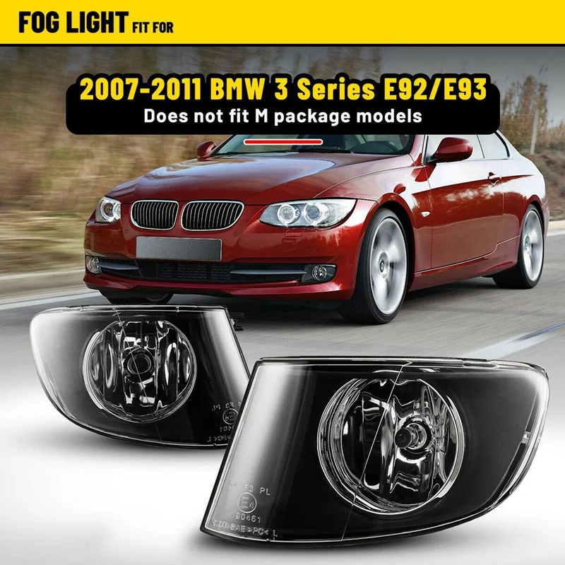 

FOR-BMW E92 E93 3 серии 2DR 2007-2011 передний Боковой бампер, черные противотуманные фары, лампа с прозрачными линзами