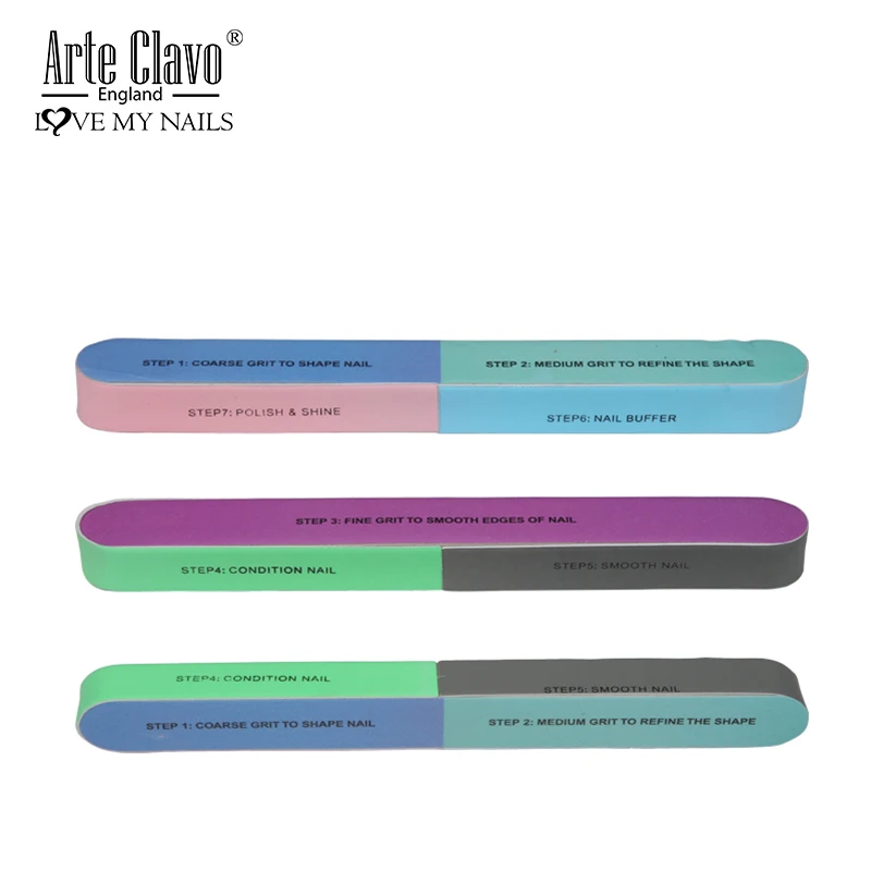 Arte Clavo Nail Files Repair Art Buffer Sanding Block Manicure Polished File LED UV Gel Polish Tool 1pcs 7-sideds | Красота и