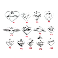 20pcslot vintage heart mom friend sweet 16 dangle charms for phone bracelet pendant gift jewelry