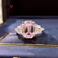 oevas 100 925 sterling silver pink high carbon diamond rings for women sparkling wedding party fine jewelry wholesale gift