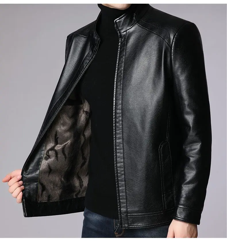 Осенне-зимняя мужская куртка а обязуется отцом из кожи для мужчин среднего