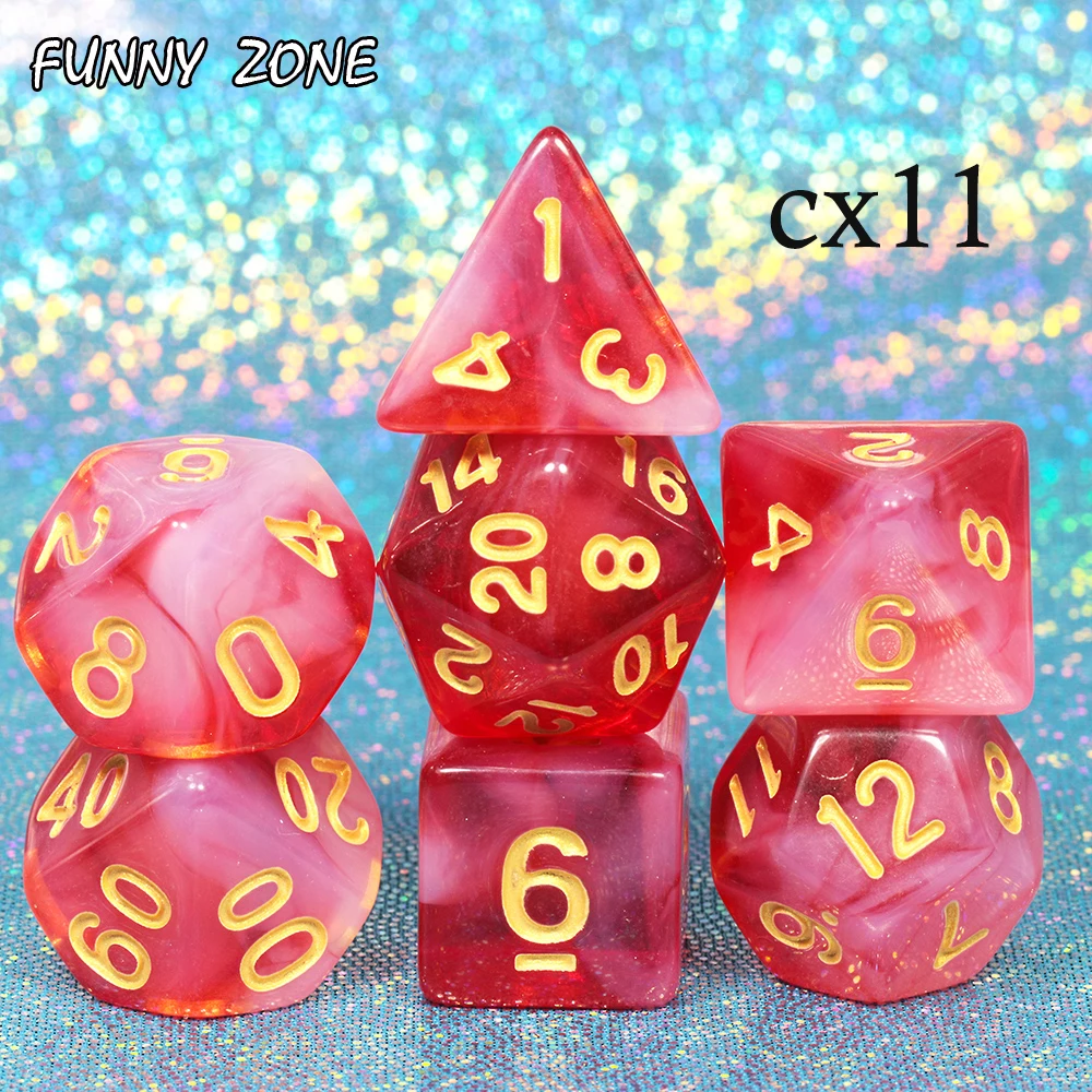 7 шт. многогранные прозрачные/полупрозрачные белые игральные кости|Кубики| |