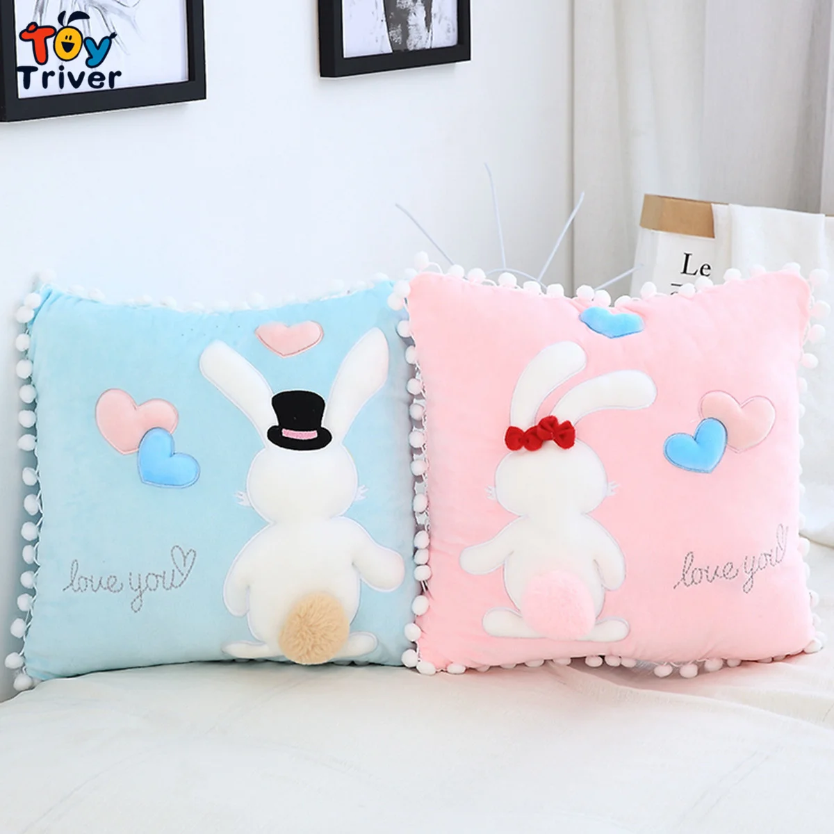 

Милые плюшевые игрушки-кролики, одеяло, подушка, подушка, плюшевые подушки для младенцев, детей, для девочек, подарки на день рождения, домаш...