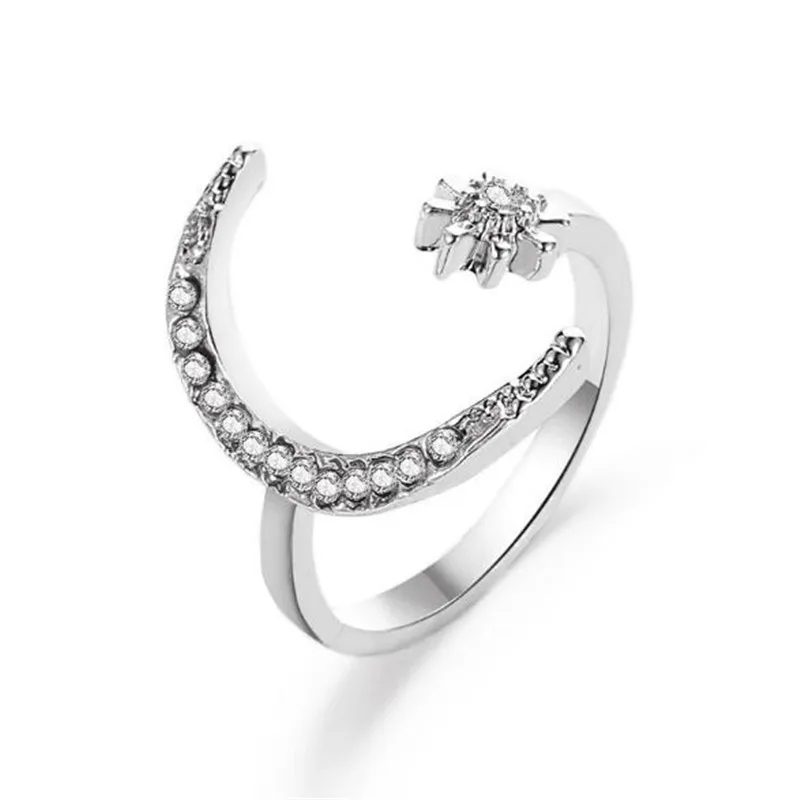 Мода 2020 новые модные Украшенные стразами кольцо накладной Луной и звездами