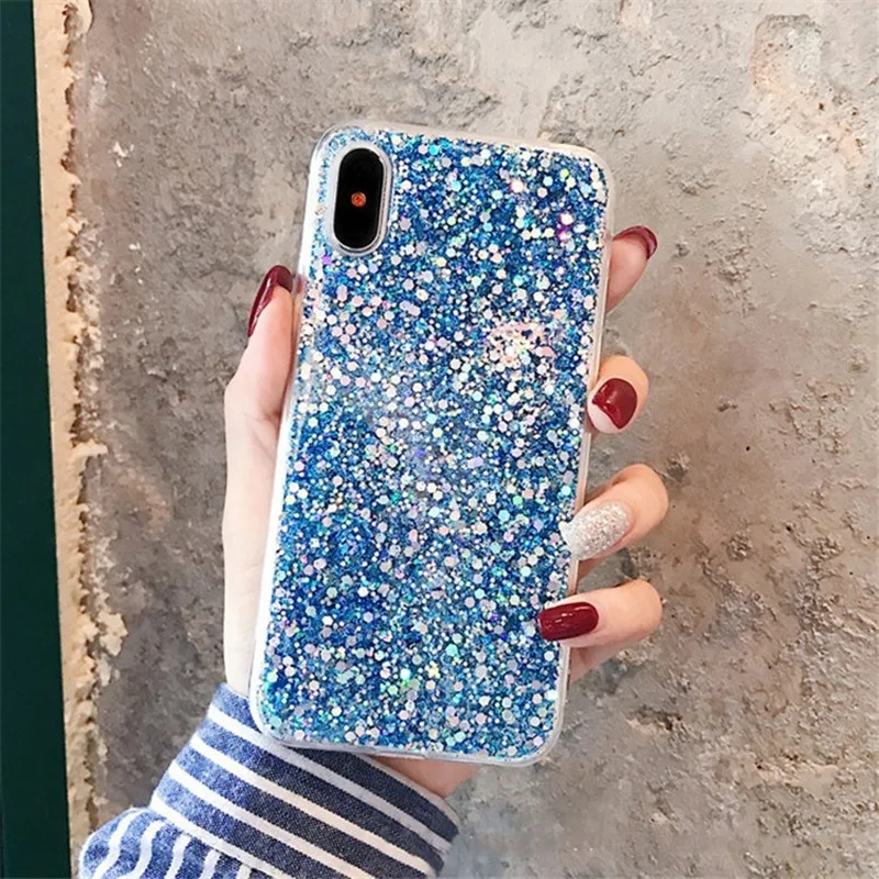 Модный сверкающий блестящий чехол для телефона для Apple iphone 7 8 6 6S Plus 8Plus Мягкий силиконовый милый женский чехол для iphone X 5 S 5S SE
