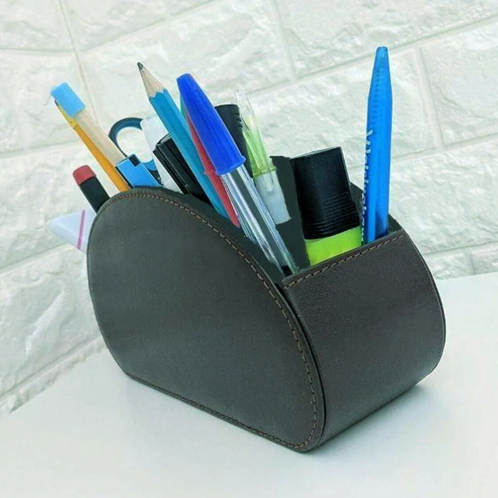 

5 Grid Pu Leather Organizer Remote Control Phone And Tv Holder Desk Storage Box