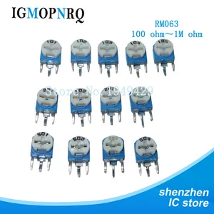 20 шт., потенциометр сопротивления RM063 1kohm 2kohm 5kohm 10kohm 20K 50K 100ohm 200ohm 500ohm 1mohm сине-белый