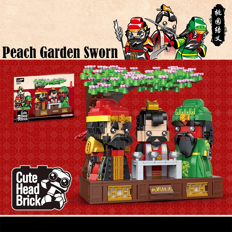 

Peach Garden Sworn Brick Figures Heads History San Guo Romance of Three Kingdoms Model Building Blocks Bricks Toys For Children