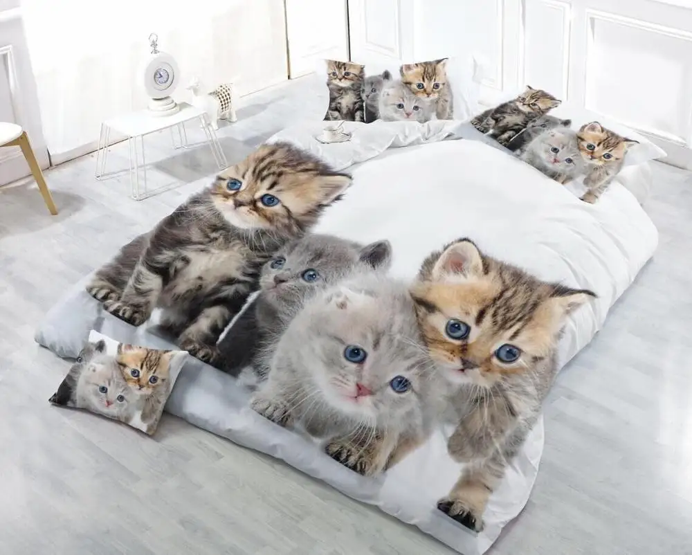 

3D Cats pattern Bedding Sets 2/3/4pcs Bed Set Duvet cover Bed sheet Pillowcase