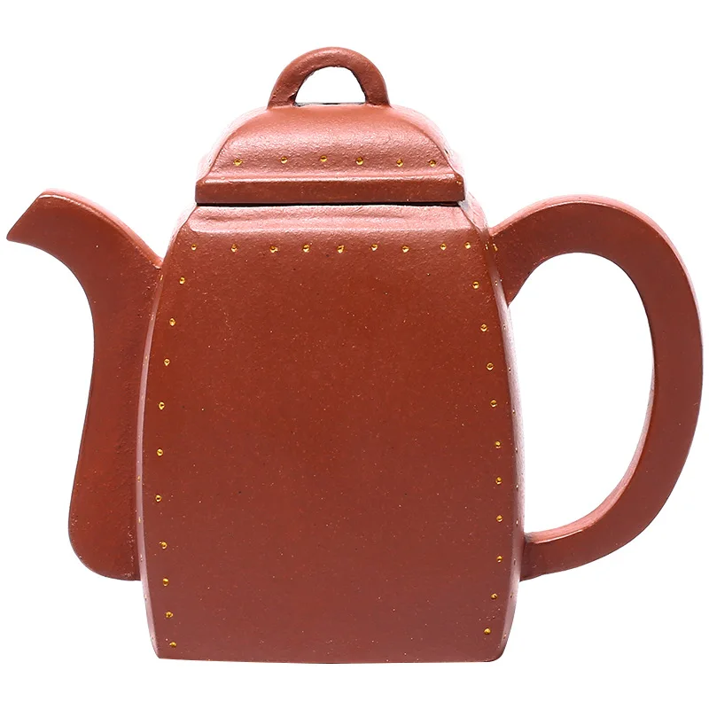 

Yixing Zisha teapot handmade raw ore clear cement Hanfang teapot Kung Fu teapot hand painted lettering teapot goods