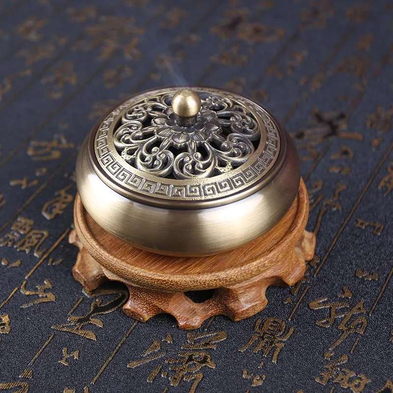 

Indoor incense burner sandalwood incense burner incense golden lotus flat bottom copper incense burner incense burner pure coppe