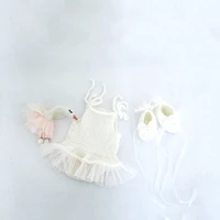 hand crochet mohair outfit photography prop baby girl lace dress newborn posing animal toy overall set photo prop