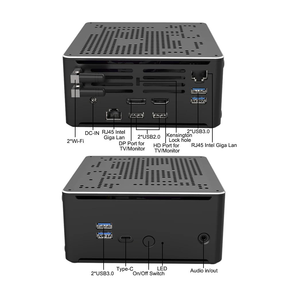 Hot Sale Mini PC Xeon E3-1505M V5  Coffee Lake Small Desktop Computer 2*Nvme SSD 4K DP HDMI Type-C AC WiFi BT Mini Server images - 6