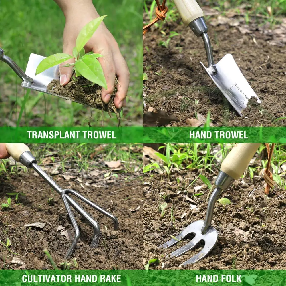 

WORKPRO 8PCS Garden Tool Set Durable Stainless Steel Garden Hand Tools Set With Gloves Tool Bags For Garden Planting Hand Tool