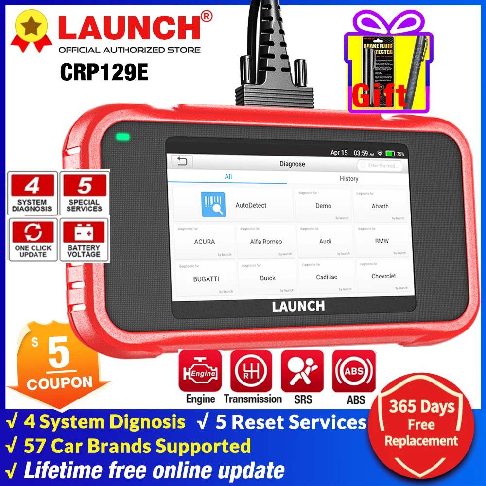 Launch X431 CRP129E Creader 129E obd2 Diagnostic Tool Code Reader OBDII diagnosis scanner with 5 Reset Functions CRP 123 129 | Автомобили