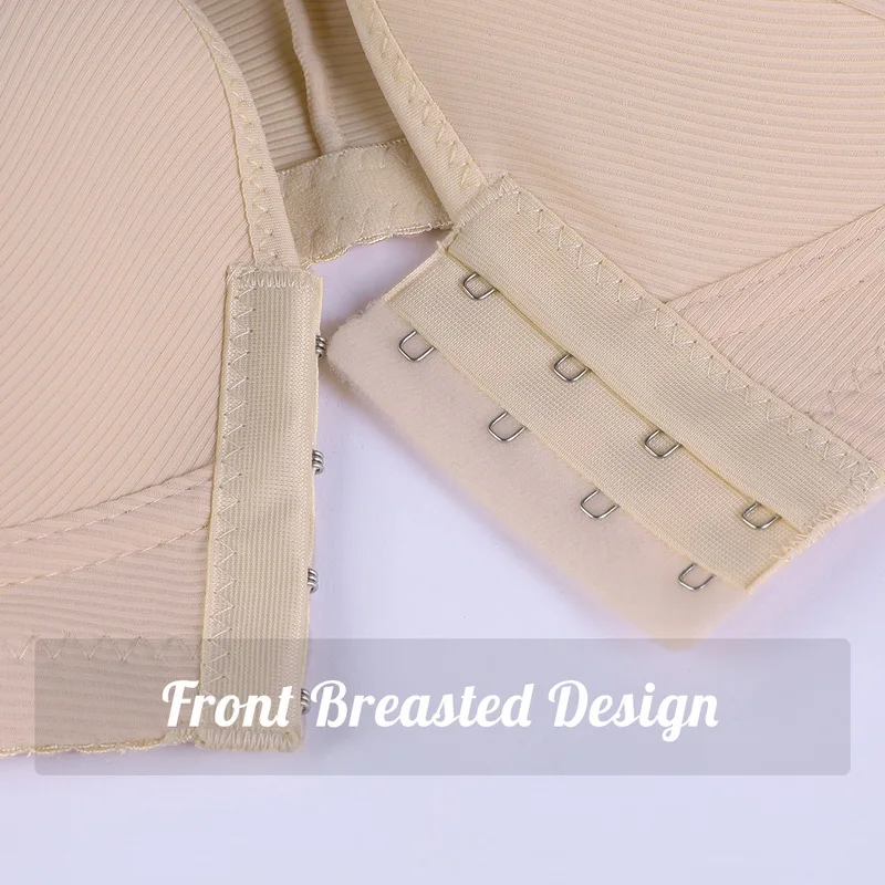 

Fashion Women's Large Size Bra Solid Color Bra Front Buckle Anti-sag Bra Breathing Soft Bra Without Steel Ring