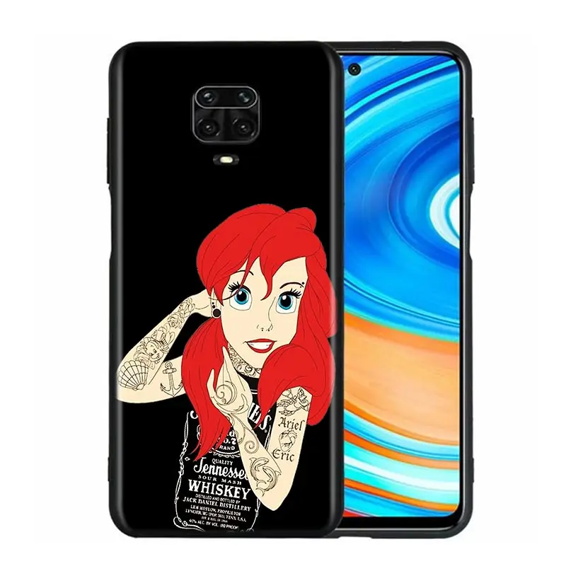 Disney Princess Tattoo For Xiaomi Redmi Note 10S 10 9 9S 9T 8T 8 7 6 5 Pro Max 5A 4X 4 5G Soft Silicone Black Phone Case