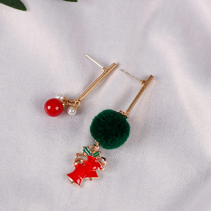 Рождественская серия серьги классические красные помпоны гирлянда колокольчик