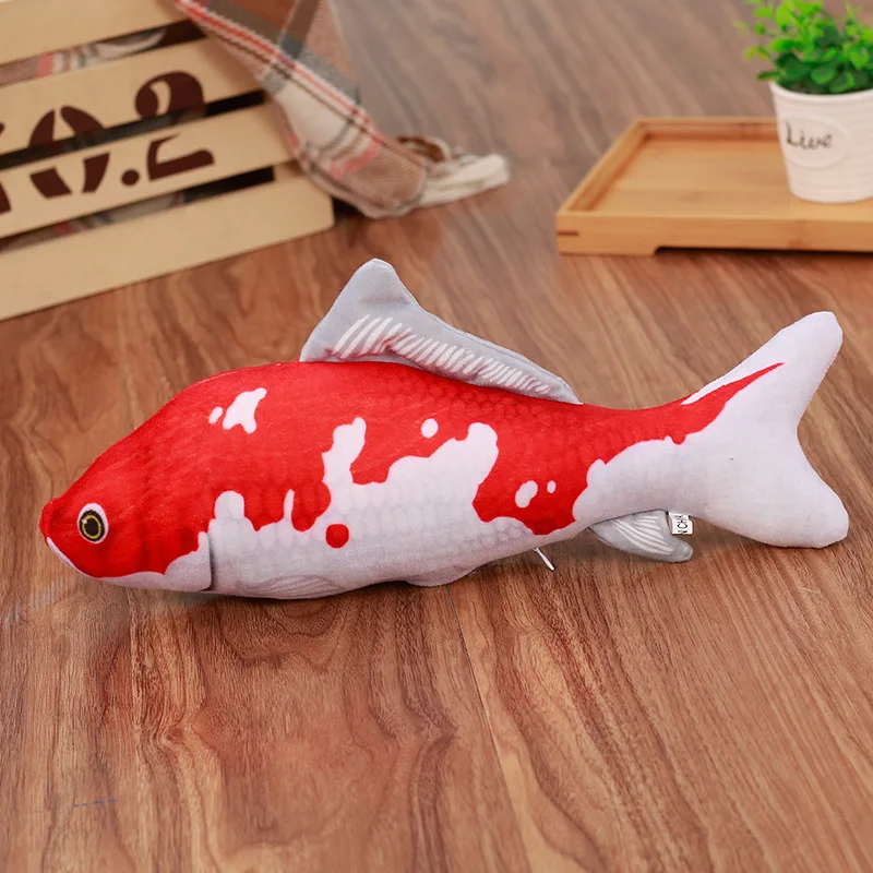 Red and white koi Мягкая Плюшевая креативная 3D игрушка для кошек в форме карпа, кошачья мята, мягкая подушка, кукла, имитация рыбы, игрушка для домашних животных - Цвет: Red and white koi