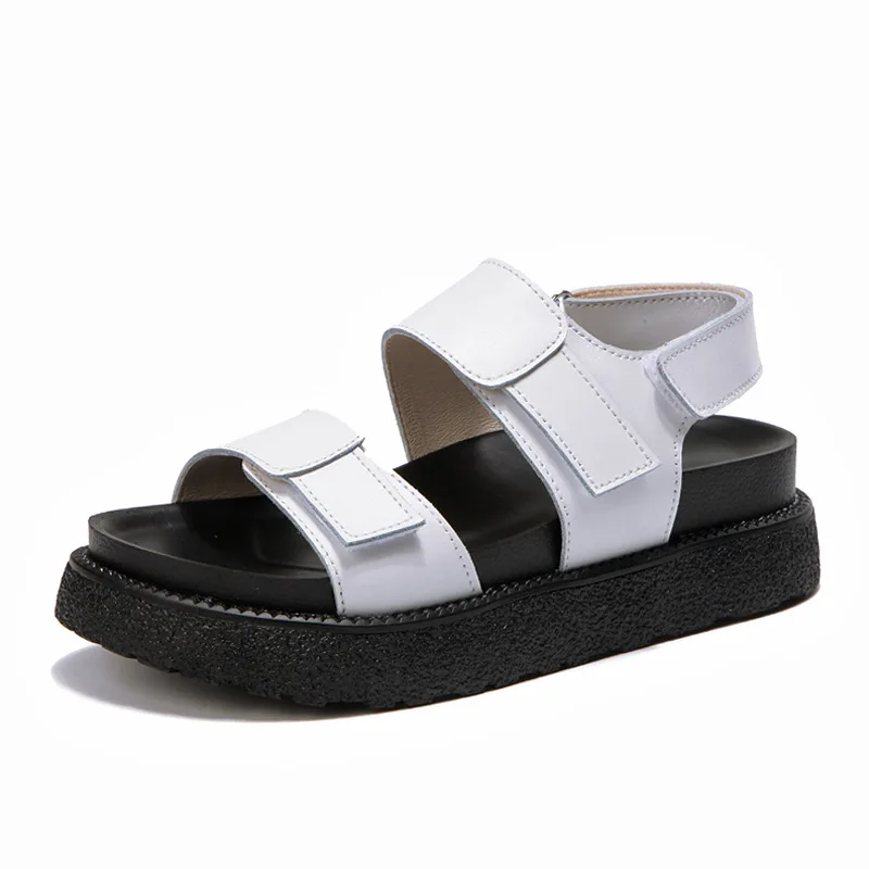 

New summer sandals solid Velcro women's shoes thick soled flat heel versatile open toe sandals