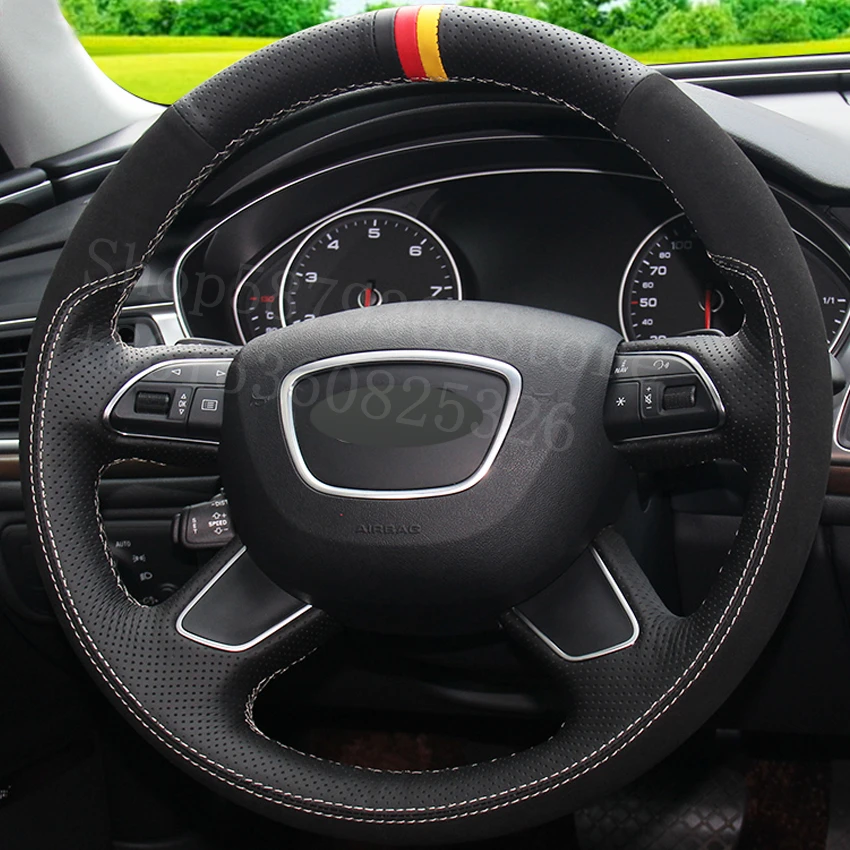 Для Audi RS Q8 2012 2015 Q3 Q5 2013 2016 A4 (B8) углеродное волокно черная кожа Ручное шитье