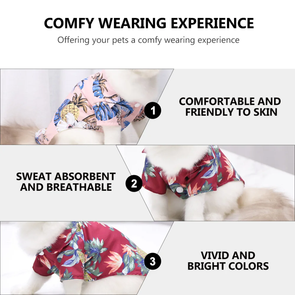 

4pcs Hawaiian Dog Shirt Summer Sweatshirts Pet Shirt Cool Breathable Dog Clothes