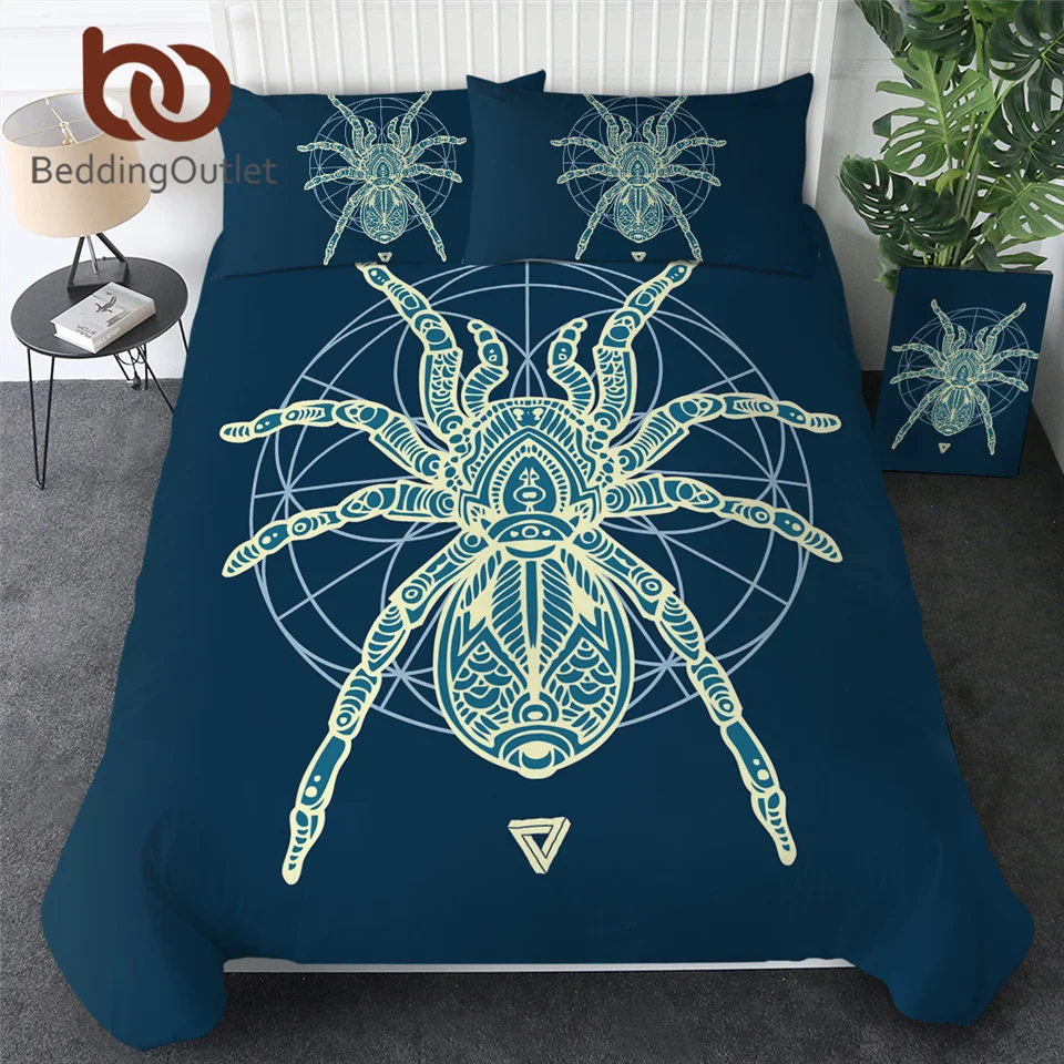 Комплект постельного белья с рисунком паука геометрическим принтом в виде