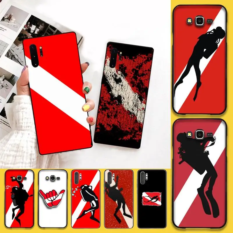 Чехол для телефона Diver Down Scuba Flag черный мягкий чехол Samsung Note 7 8 9 10 pro Galaxy J7 J8 J6 Plus 2018