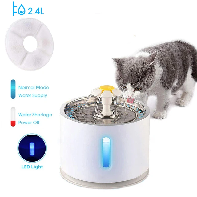 Automatic Cat Fountain Pet Drinking Water Dispenser 2.4L Electric LED Dog Bowl Feeder Filter | Дом и сад