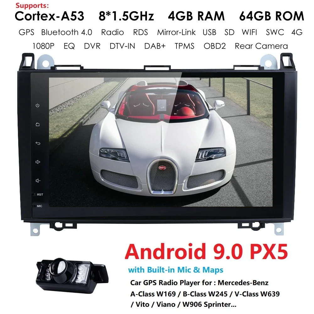 Android 4+ 64 автомобильный NODVD плеер для Mercedes Benz B200 A B Class W169 W245 Viano Vito W639 Sprinter W906 радио мультимедиа gps Navi